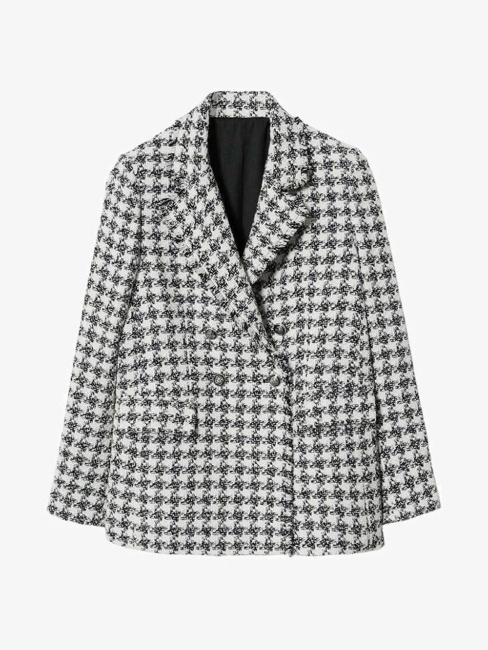 Mango Rachel Houndstooth Double-Breasted Blazer Size Small NWOT